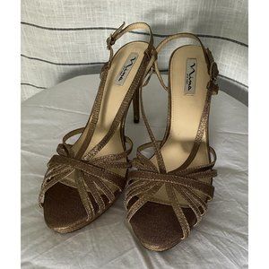 Nina Metallic Bronze Strappy Heels